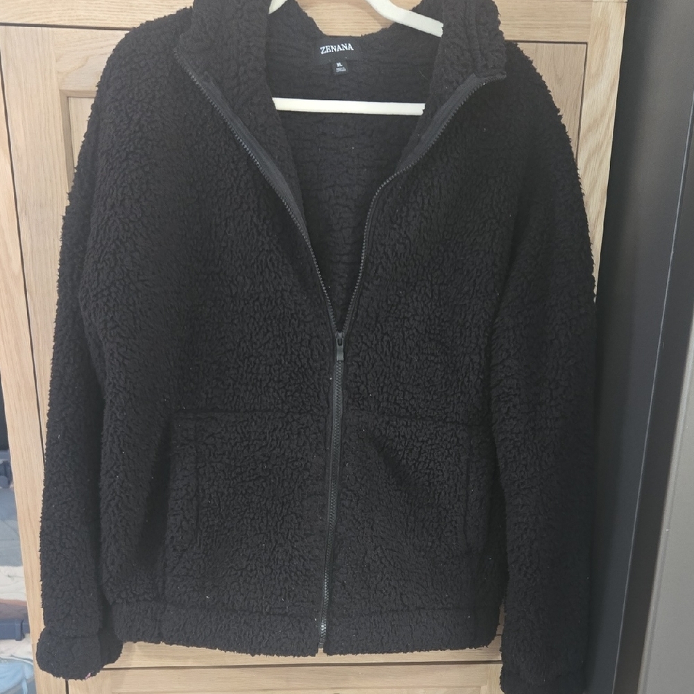 Zenana Outfitters Black Sherpa Jacket